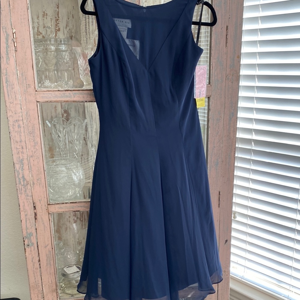 Navy Blue Scoop Neck A-Line Dress